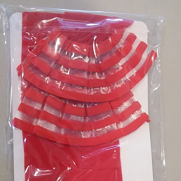 NWOT Red Thigh High Nylon Stockings. - Picture 3 of 5